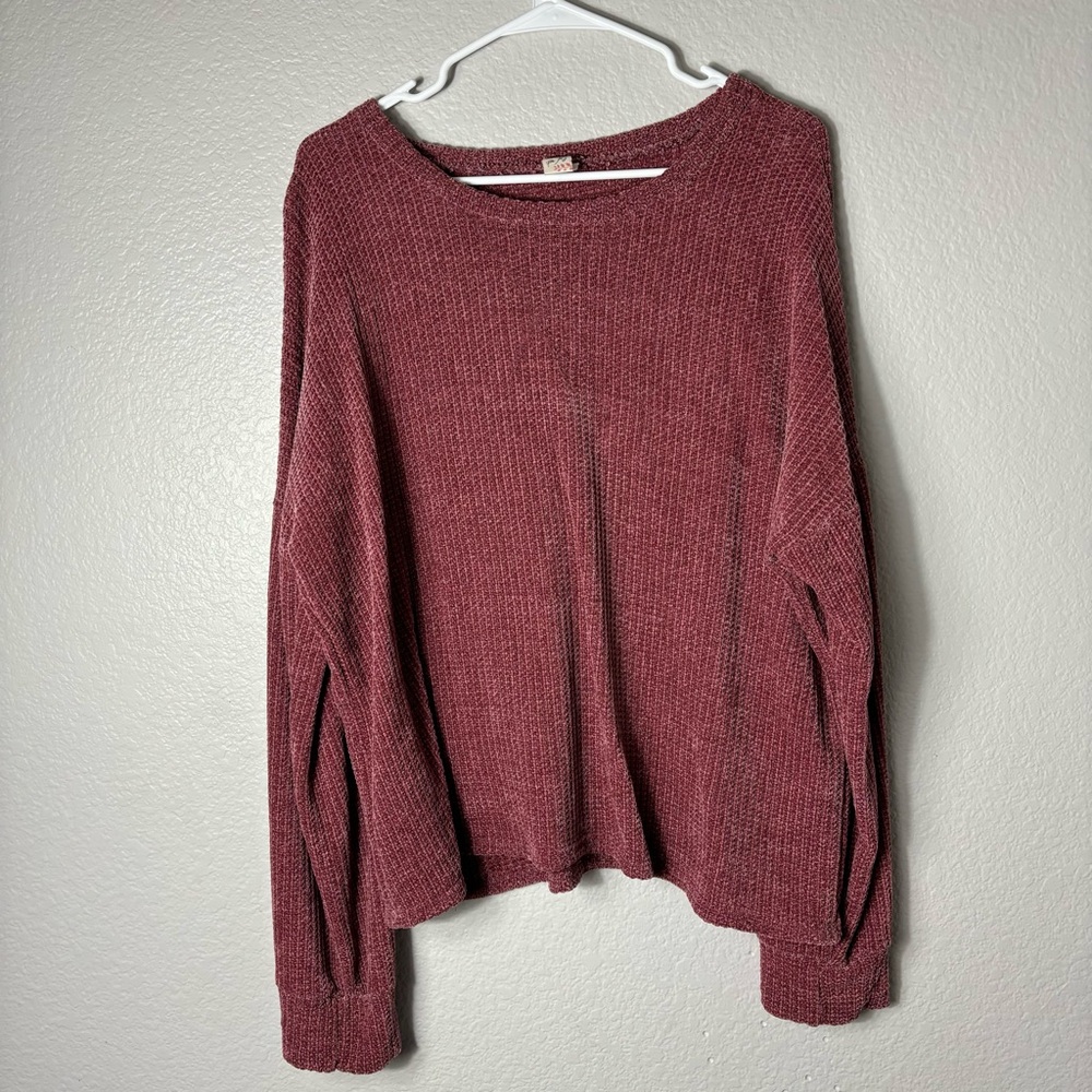 7th Ray Pink Pullover Scooped Neck Soft Long Sleeve Sweater size Large